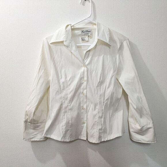 Fred David White Button Up Shirt Women's Petite Medium - Picture 1 of 10